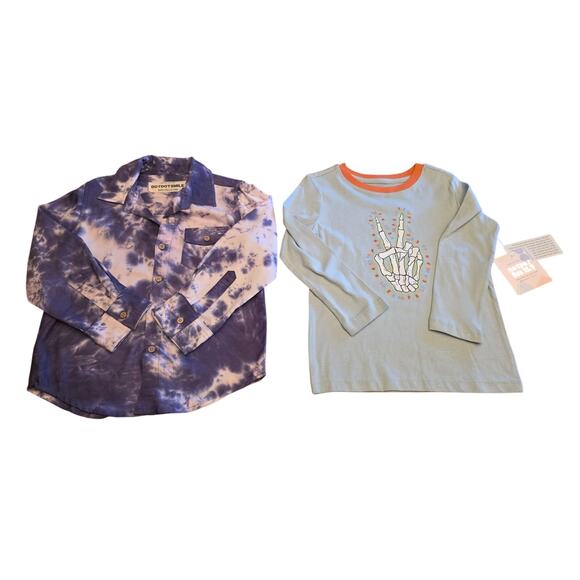 DotDotSmile Limited Bundle Size 3/4 Tie-Dye Button Up & Peace Tee Kids Unisex - Picture 1 of 11